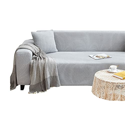 Surwin Elastisch Sofa Überwürfe 1 2 3 4 5 Sitzer, Einfarbig Sofabezug Stretch Schonbezug Universal Sofahusse für Armlehnen Sofa Abdeckung Polyester Couchbezug (3 Sitzer (190-230cm),hellgrau) von Surwin