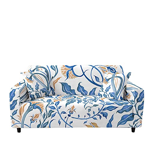 Surwin Elastisch Sofa Überwürfe 1 2 3 4 Sitzer, 3D Blumen Muster Sofabezug Stretch Schonbezug Universal Sofahusse für Armlehnen Sofa Abdeckung Couchbezug (Tropische Pflanzen,4 Sitzer (235-300cm)) von Surwin