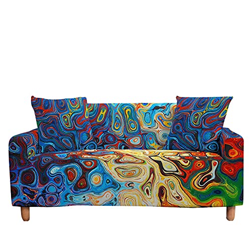 Surwin Elastisch Sofa Überwürfe 1 2 3 4 Sitzer, 3D Muster Sofabezug Stretch Schonbezug Universal Sofahusse für Armlehnen Sofa Abdeckung Polyester Couchbezug (Malerei,4 Sitzer (235-300cm)) von Surwin
