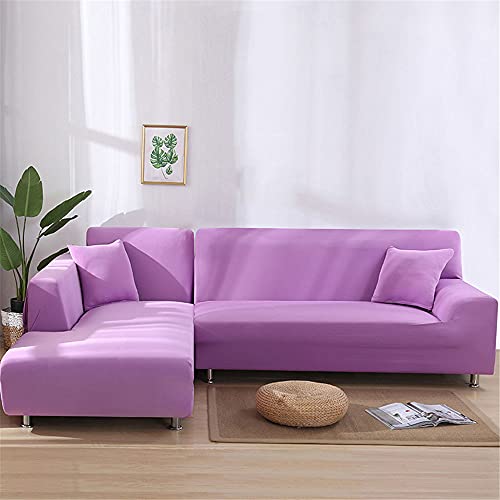 Surwin Elastisch Sofa Überwürfe 1 2 3 4 Sitzer, Einfarbig Sofabezug Stretch Schonbezug Universal Sofahusse für Armlehnen Sofa Abdeckung Polyester Couchbezug (2 Sitzer (145-185cm),Helles Lila) von Surwin