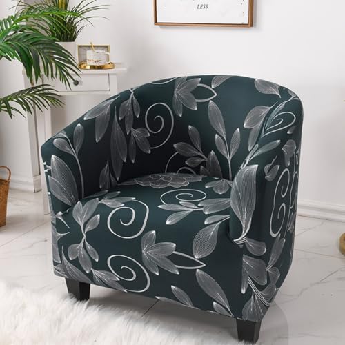 Surwin Elastische Sesselbezug, 1 Sitzer Sesselschoner 3D-Blumen-Muster Sesselüberwurf, Chair Schonbezug Sofabezug für Clubsessel Lounge- & Cocktailsessel (Dunkelgrün,One Size) von Surwin