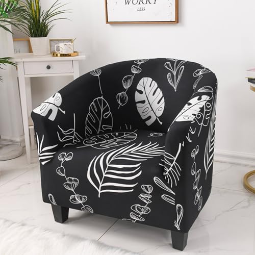 Surwin Elastische Sesselbezug, 1 Sitzer Sesselschoner 3D-Blumen-Muster Sesselüberwurf, Chair Schonbezug Sofabezug für Clubsessel Lounge- & Cocktailsessel (Schwarz 2,One Size) von Surwin