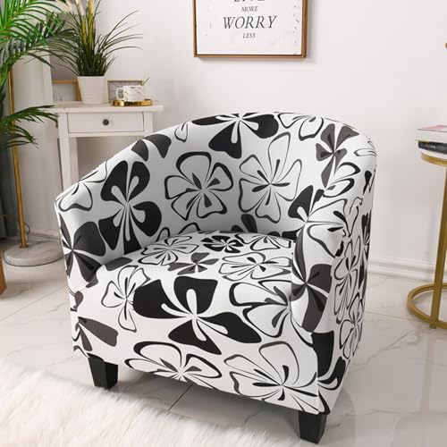 Surwin Elastische Sesselbezug, 1 Sitzer Sesselschoner 3D-Blumen-Muster Sesselüberwurf, Chair Schonbezug Sofabezug für Clubsessel Lounge- & Cocktailsessel (Weiß,One Size) von Surwin