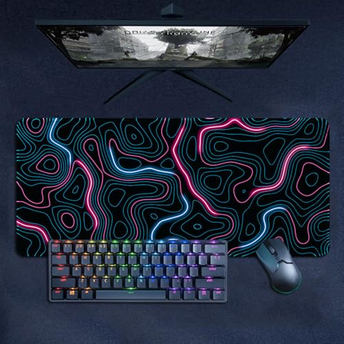 Surwin Gaming Mauspad Groß, Abstracted Multifunktionales Office Mousepad, Mauspad Laptop Schreibunterlage, Mauspads für Kabellose Maus Computerbüro (400x900mm,Stil E) von Surwin