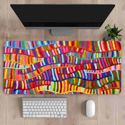Surwin Gaming Mauspad Groß Multifunktionales Office Mousepad, Mauspad mit Verdrehte Farbige Linien Motiv, Laptop Schreibunterlage,Mauspads für kabellose Maus, Computerbüro (100x50cm,Bunt A) von Surwin