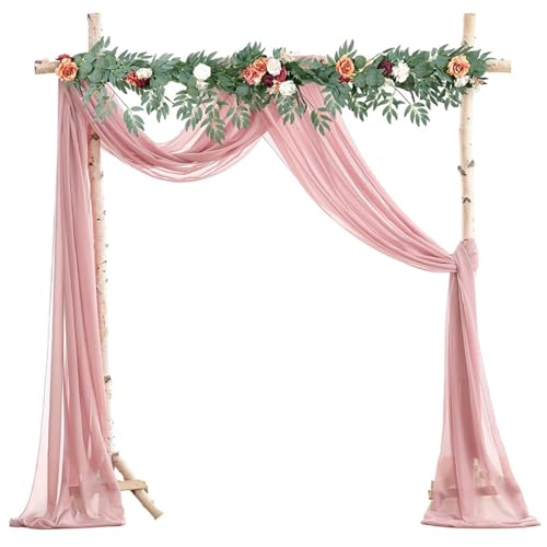 Surwin Hochzeit Vorhang Hochzeitsbogen, Elegant Chiffon Stoff Querbehang Deko Gardinen Vorhang Tüll Vorhänge Hochzeitsbögen für Fotografie Party Hochzeit Zeremonie (Rosa,75x600cm(20FT)) von Surwin