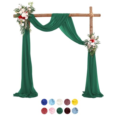 Surwin Hochzeit Vorhang Hochzeitsbogen Chiffon Stoff Querbehang Deko Gardinen Vorhang Tüll Vorhänge Hochzeitsbögen für Fotografie Party Hochzeit Zeremonie 10 Farben (75x600cm(20FT),Grün) von Surwin