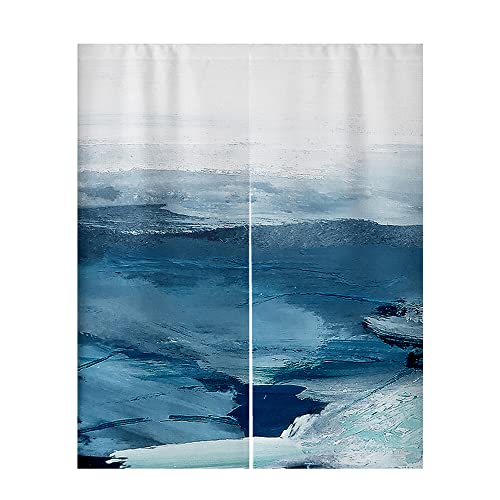 Surwin Japanischer Stil Türvorhang, Japan Noren Ölgemälde Raumteiler Tapisseri Leinen Lang Vorhänge Partition Gardinen Tür Vorhang Tapisseri für die Türdekoration (90x200cm,Blau) von Surwin