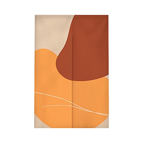 Surwin Japanischer Stil Türvorhang, Orange Braun Japan Noren Raumteiler Tapisseri Leinen Lang Vorhänge Partition Gardinen Tür Vorhang Tapisseri für Türdekoration (90x120cm,Blatt) von Surwin