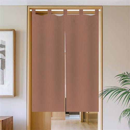 Surwin Japanischer Stil Türvorhang Japan Noren Raumteiler Tapisseri Traditioneller Leinen Einfarbig Lang Vorhänge Partition Gardinen Tür Vorhang Tapisseri für Küche Restaurants (Khaki,85x90cm) von Surwin