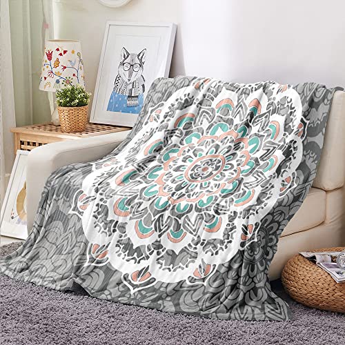 Surwin Kuscheldecke Flanelldecke,3D Mandala Druck Weiche Warm Flauschige Flanell Decke Fleecedecke für Babydecke, Sofadecke, Geburtstag, Weihnachten Dekoration Geschenk (80x120cm,grau Grün) von Surwin