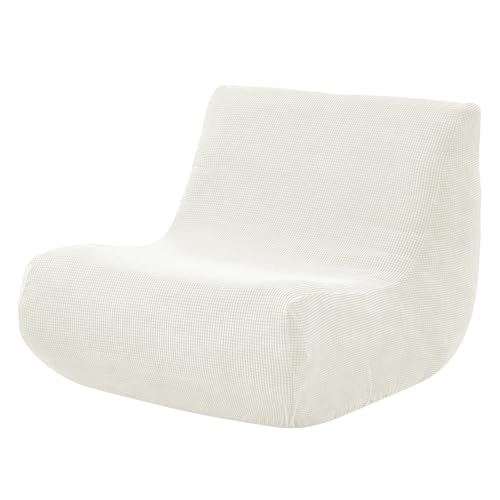 Surwin Lazy Sofabezug 1 Sitzer, Stretch Ohne Armlehnen Sofahusse Weicher Schonbezug Lazy Sofa Überzug Sofaüberwurf Sofaschoner für Hund Katze Sofaschutz (23#Weiß) von Surwin
