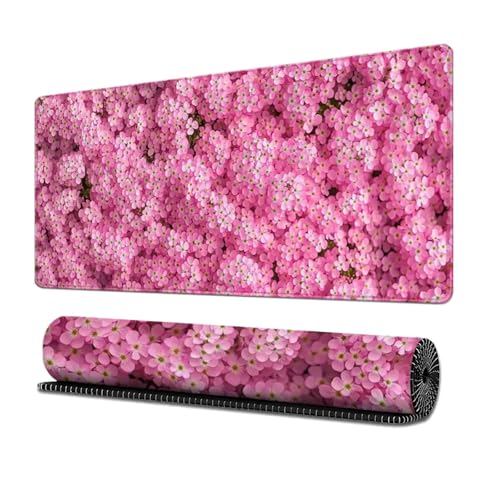 Surwin Mauspad Groß, Floral Muster Mouse Pad Gaming Office Mousepad Mauspads Gaming Mat Pad rutschfest Desk Mat - Verbessert Präzision und Geschwindigkeit (Rosa Blume,300x800mm) von Surwin