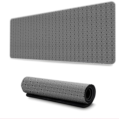 Surwin Mauspad Groß, Japanisch Stil Mouse Pad Gaming Office Mousepad Mauspads Gaming Mat Pad Dicke 3mm rutschfest Desk Mat - Verbessert Präzision und Geschwindigkeit (400x900mm,Grau) von Surwin