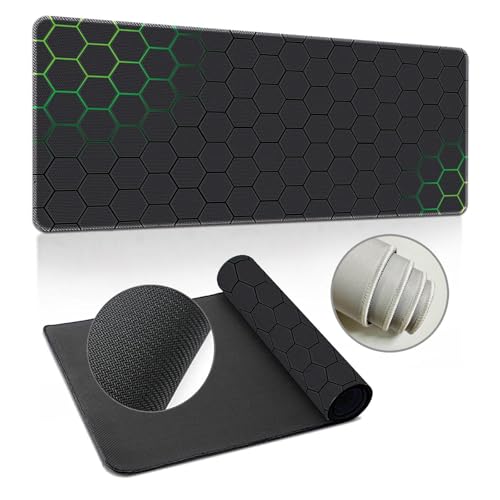 Surwin Mauspad Groß, Wabenmuster Sechseck Stil Mouse Pad Gaming Office Mousepad Mauspads Gaming Mat Pad Dicke 3mm Desk Mat - Verbessert Präzision und Geschwindigkeit (300x700mm,Grün) von Surwin