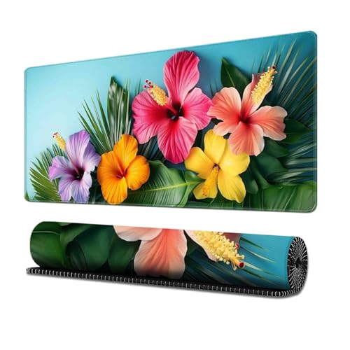Surwin Mauspad Groß,Blume Muster Mouse Pad Gaming Office Mousepad Mauspads Gaming Mat Pad rutschfest Schreibunterlage Laptop - Verbessert Präzision und Geschwindigkeit (300x700mm,Tropisch Blatt) von Surwin