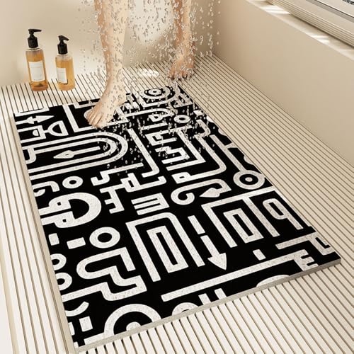 Surwin Moderner Stil Duschmatte rutschfest, Weich Komfort Duschmatten, Waschbar PVC-Luffa Badewannenmatte für Nassbereiche Pflegeleicht Schnell Trocknend rutschfeste (80x120cm,Labyrinth) von Surwin