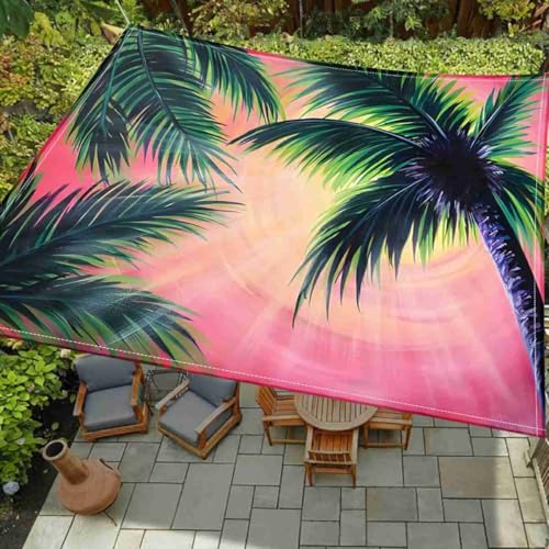Surwin Rechteckig Sonnensegel, Sonnensegel Wasserdicht-ohne Bohren, Meeresszenerie Druck Balkon Sonnenschutz UV Schutz, für Outdoor Garten Terrasse Camping (Kokosnuss,200x200cm) von Surwin