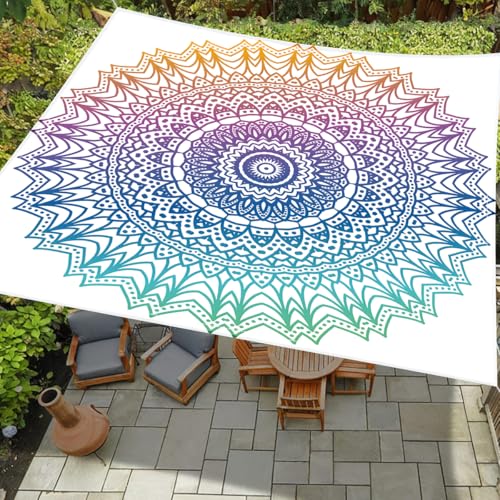 Surwin Rechteckig Sonnensegel, Viereckig Sonnensegel Wasserdicht-ohne Bohren, Balkon Sonnenschutz UV Schutz, für Outdoor Garten Terrasse Camping (Cyan Mandala,200x200cm) von Surwin