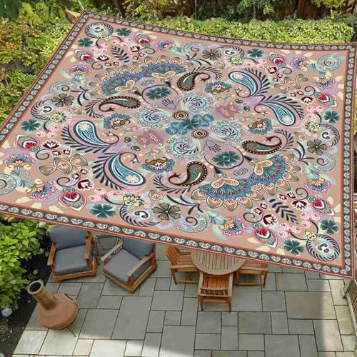 Surwin Rechteckig Sonnensegel, Viereckig Sonnensegel Wasserdicht-ohne Bohren, Balkon Sonnenschutz UV Schutz, für Outdoor Garten Terrasse Camping (Khaki Paisley,200x200cm) von Surwin