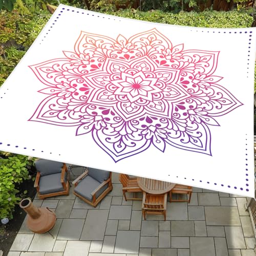Surwin Rechteckig Sonnensegel, Viereckig Sonnensegel Wasserdicht-ohne Bohren, Balkon Sonnenschutz UV Schutz, für Outdoor Garten Terrasse Camping (Lotus Mandala,150x150cm) von Surwin