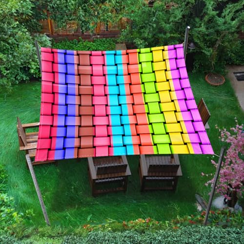 Surwin Regenbogendruck Sonnensegel Wasserdicht Quadrat Sonnensegel Balkon Sonnenschutz Schutz Windschutz UV 95% Schattennetz Camping Reißfest Wetterfest Outdoor Garten (Rosa und Blau,150x150cm) von Surwin