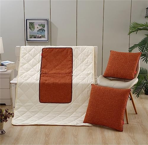 Surwin Reisedecke Kissen 2 In 1, Solide Farbe Flugzeug/Auto Kissen Decke Verwandlungskissen Decke mit Reißverschluss, Mikrofaser Multifunktional Steppdecke Zierkissen (150x200cm,Orange) von Surwin