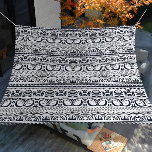 Surwin Retro Style Sonnensegel Wasserdicht Quadrat Sonnensegel Balkon Sonnenschutz Schutz Windschutz UV 95% Schattennetz Camping Reißfest Wetterfest Outdoor Garten (Grau und Blau,150x150cm) von Surwin