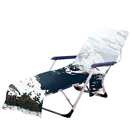 Surwin Schonbezug Für Gartenliege 3D Strandliegenauflage Frottee Liegenauflage Stuhl Strandtuch Sun Lounger Bezug mit Tasche Sporthandtuch für Strand Garten Schwimmen (Berg,75x210cm) von Surwin
