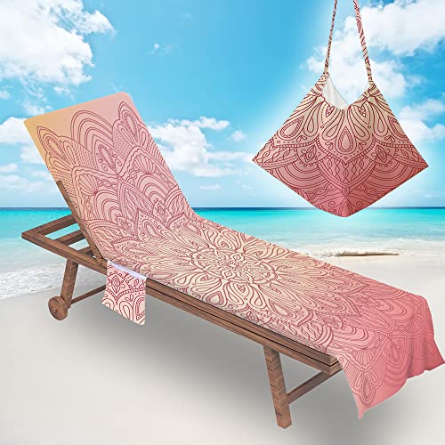 Surwin Schonbezug Für Gartenliege Mandalas Strandliegenauflage Frottee Liegenauflage Stuhl Strandtuch Sun Lounger Bezug mit Tasche Sporthandtuch für Strand Schwimmen (Böhmen,75x210cm) von Surwin