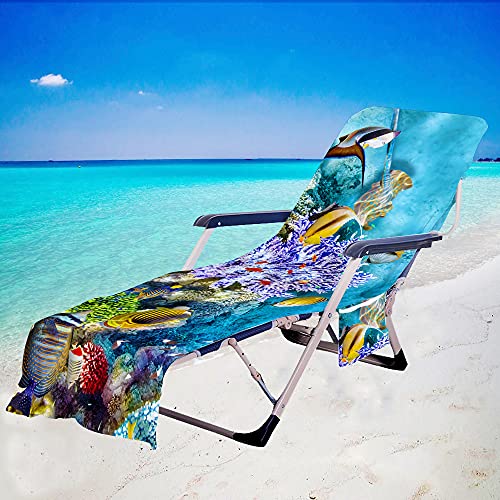 Surwin Schonbezug Für Gartenliege Ozean-Quallen 3D Strandliegenauflage Frottee Liegenauflage Stuhl Strandtuch Sun Lounger Bezug Sporthandtuch für Sommer Garten Schwimmen (75x210cm,Ozean) von Surwin
