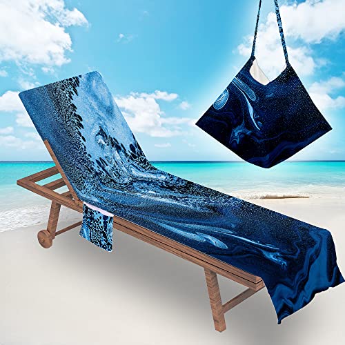 Surwin Schonbezug Für Gartenliege Strandliegenauflage Frottee Liegenauflage Malerei Marmor Stuhl Strandtuch Sun Lounger Bezug mit Tasche Sporthandtuch für Garten Schwimmen (75x210cm,Sandmalerei) von Surwin