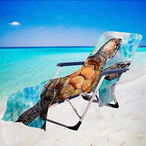 Surwin Schonbezug Für Gartenliege Strandliegenauflage Frottee Liegenauflage Ozean Stuhl Strandtuch Sun Lounger Bezug mit Tasche Sporthandtuch für Strand Garten Schwimmen (75x210cm,Aquarell) von Surwin