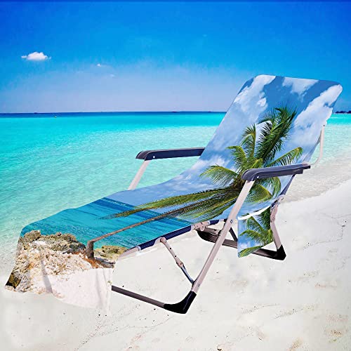 Surwin Schonbezug Für Gartenliege Strandliegenauflage Frottee Liegenauflage Stuhl Strandtuch Sun Lounger Bezug mit Tasche Sporthandtuch, für Sommer Schwimmen Garten (75x210cm,Inseln) von Surwin