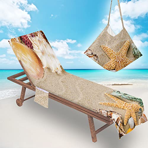 Surwin Schonbezug Für Gartenliege Strandliegenauflage Frottee Liegenauflage Stuhl Strandtuch Sun Lounger Bezug mit Tasche Sporthandtuch 3D für Sommer Garten Schwimmen (75x210cm,Hülse) von Surwin