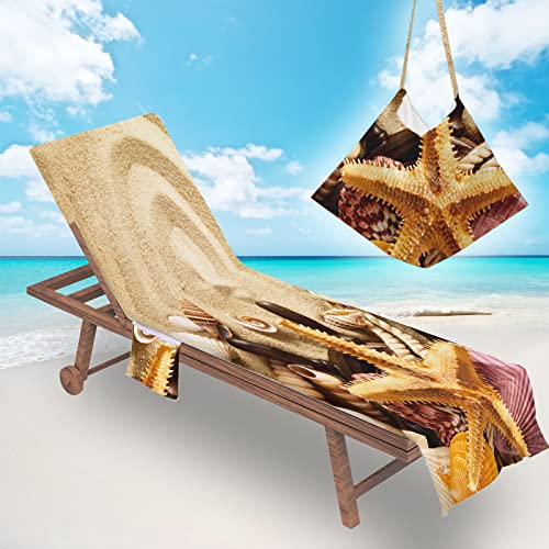 Surwin Schonbezug Für Gartenliege Strandliegenauflage Frottee Liegenauflage Stuhl Strandtuch Sun Lounger Bezug mit Tasche Sporthandtuch 3D für Sommer Garten Schwimmen (75x210cm,Khaki) von Surwin