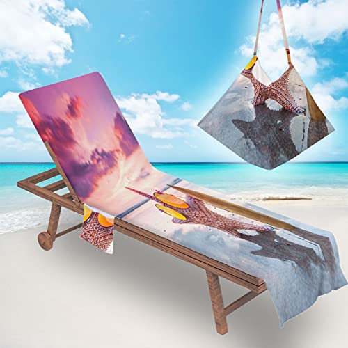 Surwin Schonbezug Für Gartenliege Strandliegenauflage Frottee Liegenauflage Stuhl Strandtuch Sun Lounger Bezug mit tasche Sporthandtuch 3D für Sommer Garten Schwimmen (75x210cm,Lila) von Surwin