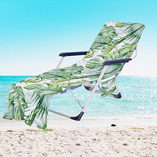 Surwin Schonbezug Für Gartenliege Strandliegenauflage Frottee Liegenauflage Stuhl Strandtuch Sun Lounger Bezug mit Tasche Sporthandtuch für Strand Garten Schwimmen (75x210cm,Hellgrün) von Surwin