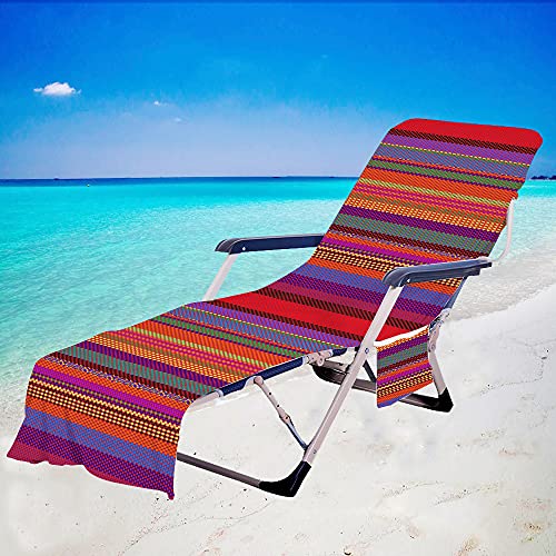 Surwin Schonbezug Für Gartenliege Strandliegenauflage Frottee Liegenauflage Stuhl Strandtuch Sun Lounger Bezug mit Tasche Sporthandtuch für Strand Garten Schwimmen (Violett,75x210cm) von Surwin