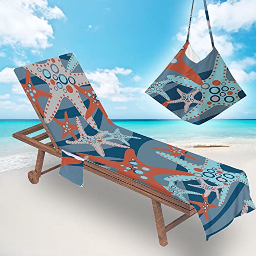 Surwin Schonbezug Für Gartenliege Strandliegenauflage Frottee Liegenauflage Stuhl Strandtuch Sun Lounger Bezug mit tasche Sporthandtuch 3D für Sommer Garten Schwimmen (75x210cm,Blau) von Surwin