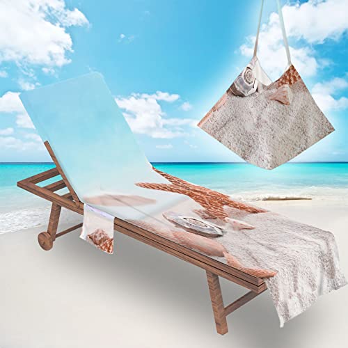 Surwin Schonbezug Für Gartenliege Strandliegenauflage Frottee Liegenauflage Stuhl Strandtuch Sun Lounger Bezug mit tasche Sporthandtuch 3D für Sommer Garten Schwimmen (75x210cm,Sommer) von Surwin