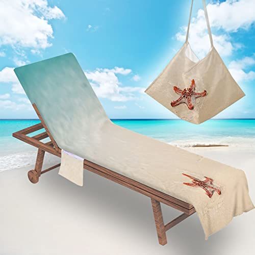 Surwin Schonbezug Für Gartenliege Strandliegenauflage Frottee Liegenauflage Stuhl Strandtuch Sun Lounger Bezug mit tasche Sporthandtuch 3D für Sommer Garten Schwimmen (75x210cm,Strand) von Surwin