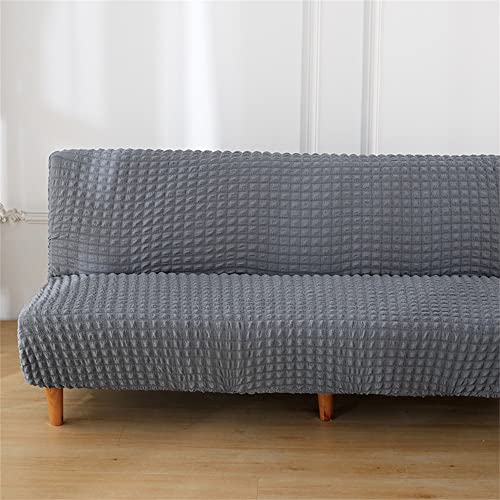 Surwin Seersucker Sofabezug ohne Armlehnen Stretch Armlose Sofabettüberzug Antirutsch Clic Clac Sofahusse Schonbezug Protector für Klappcouch Schlafsofa mit 2-3 Sitzplätzen (Grau,2 Sitzer) von Surwin