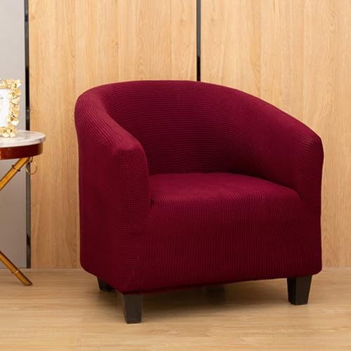 Surwin Sesselbezug Elastische Sesselschoner, Einfarbig Sesselüberwurf Jacquard Samt Chair Schonbezug Sofabezug für Clubsessel Lounge- & Cocktailsessel (One Size,Burgunderrot) von Surwin
