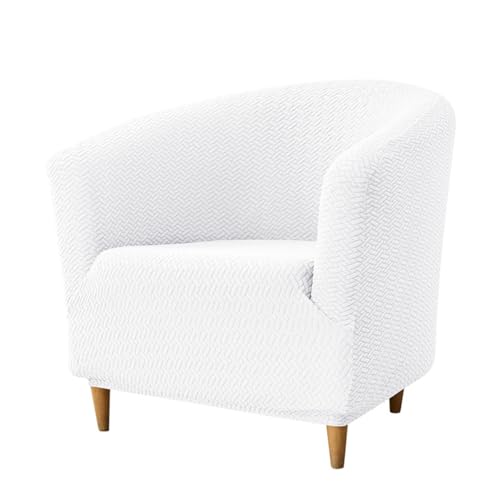 Surwin Sesselbezug Jacquard Gestreift Sesselschoner, Einfarbig Samt Sesselüberwurf Chair Schonbezug Sofabezug für Clubsessel Lounge- & Cocktailsessel (Weiß,One Size) von Surwin