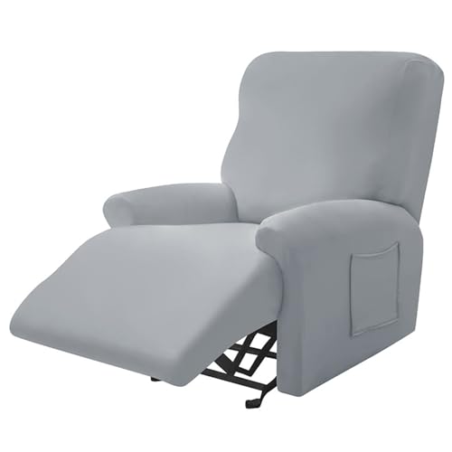 Surwin Sesselschoner für Relaxsessel mit Armlehnen, Stretchhusse für Relaxsessel Anti-Rutsch Fernsehsessel Bezug mit Taschen Sesselbezug Stretch Elastisch (1 Sitzer,03#Silbergrau) von Surwin