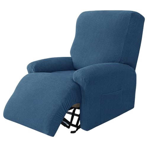Surwin Sesselschoner für Relaxsessel mit Armlehnen, Stretchhusse für Relaxsessel Anti-Rutsch Fernsehsessel Bezug mit Taschen Sesselbezug Stretch Elastisch (1 Sitzer,14#Edelsteinblau) von Surwin