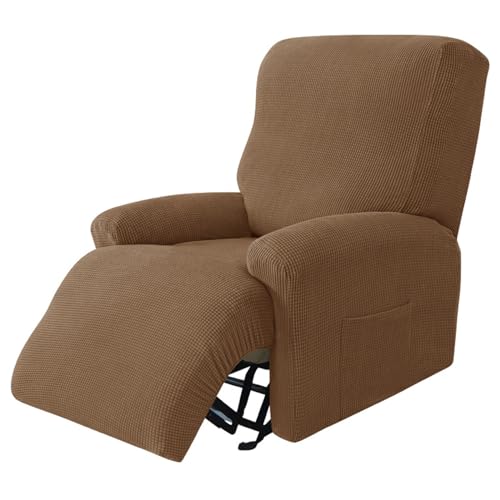 Surwin Sesselschoner für Relaxsessel mit Armlehnen, Stretchhusse für Relaxsessel Anti-Rutsch Fernsehsessel Bezug mit Taschen Sesselbezug Stretch Elastisch (1 Sitzer,18#Dunkel Curry) von Surwin