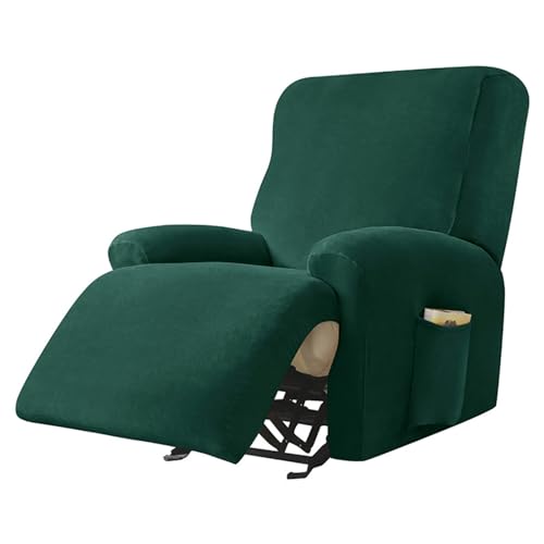 Surwin Sesselschoner für Relaxsessel mit Armlehnen, Stretchhusse für Relaxsessel Anti-Rutsch Fernsehsessel Bezug mit Taschen Sesselbezug Stretch Elastisch (1 Sitzer,25#Dunkelgrün) von Surwin