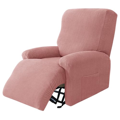 Surwin Sesselschoner für Relaxsessel mit Armlehnen, Stretchhusse für Relaxsessel Anti-Rutsch Fernsehsessel Bezug mit Taschen Sesselbezug Stretch Elastisch (1 Sitzer,3#Rosa) von Surwin